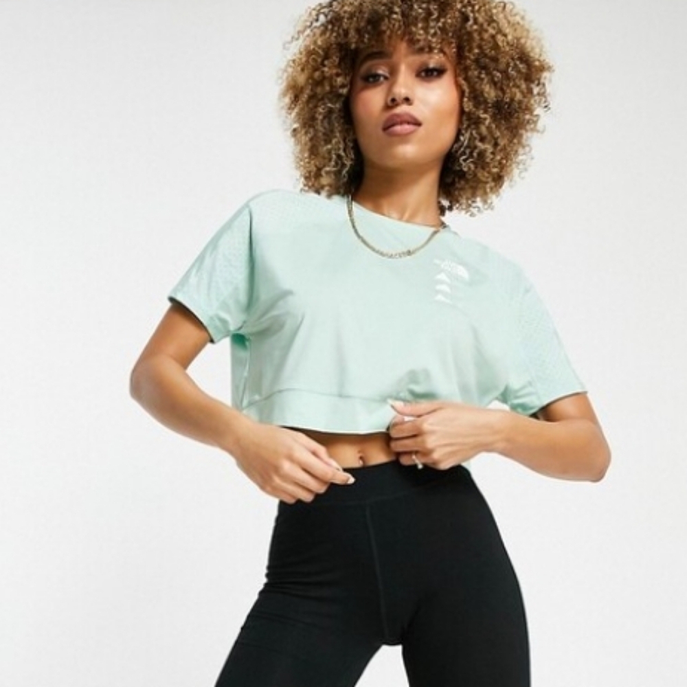 Women's North Face Medium Glacier Mint Blue Crop Top Shirt